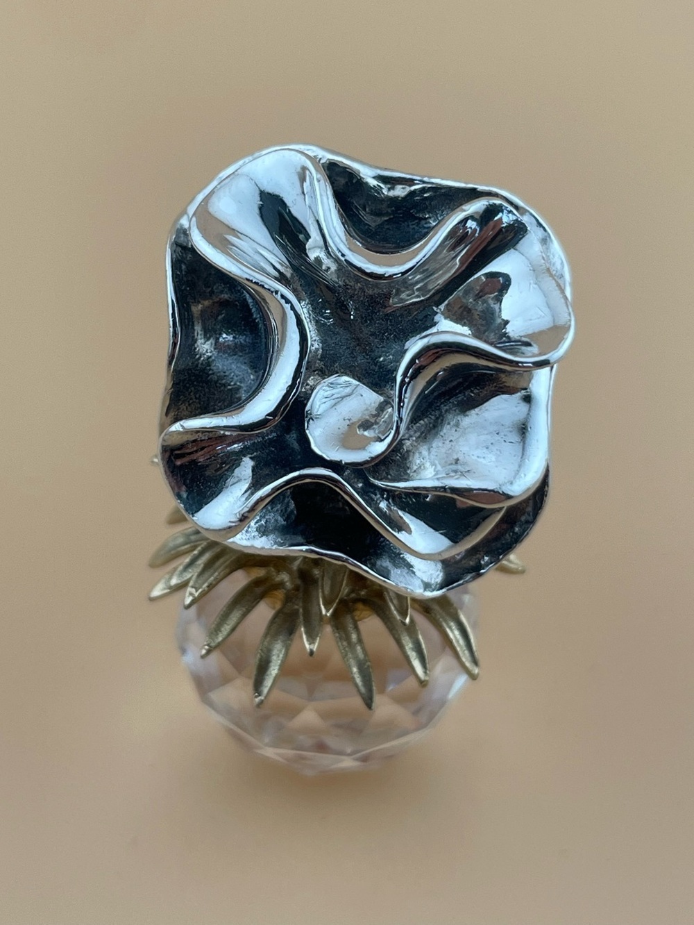 Sterling Silver Statement Flower Ring 925 Thailand Artisan Design